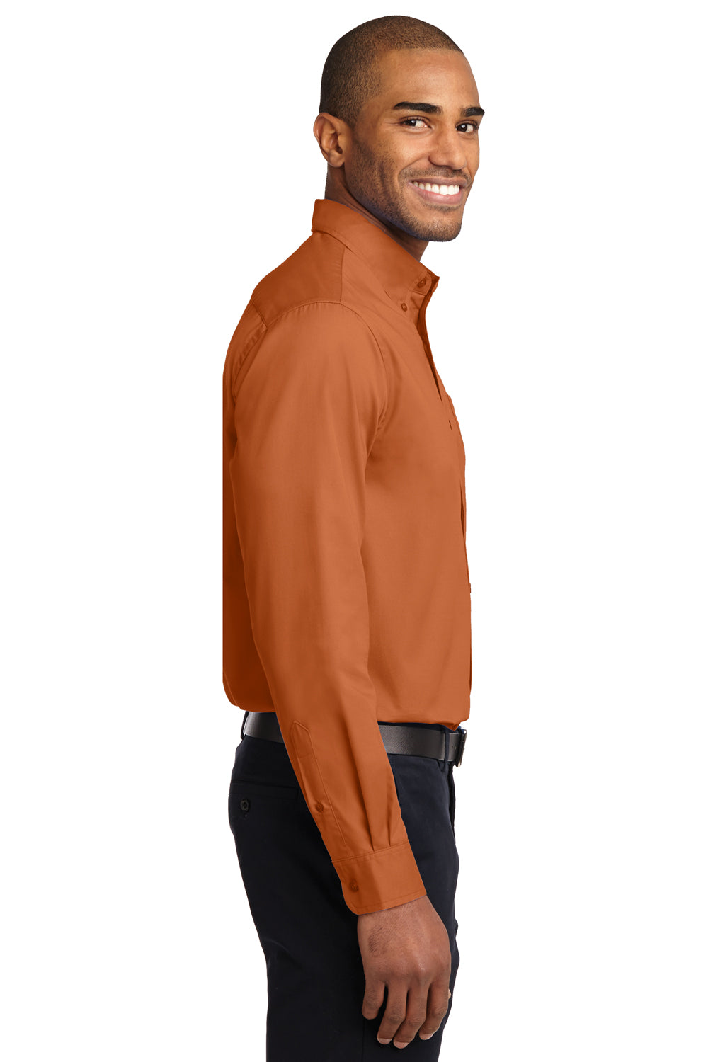 Port Authority S608/TLS608/S608ES Mens Easy Care Wrinkle Resistant Long Sleeve Button Down Shirt w/ Pocket Texas Orange Side