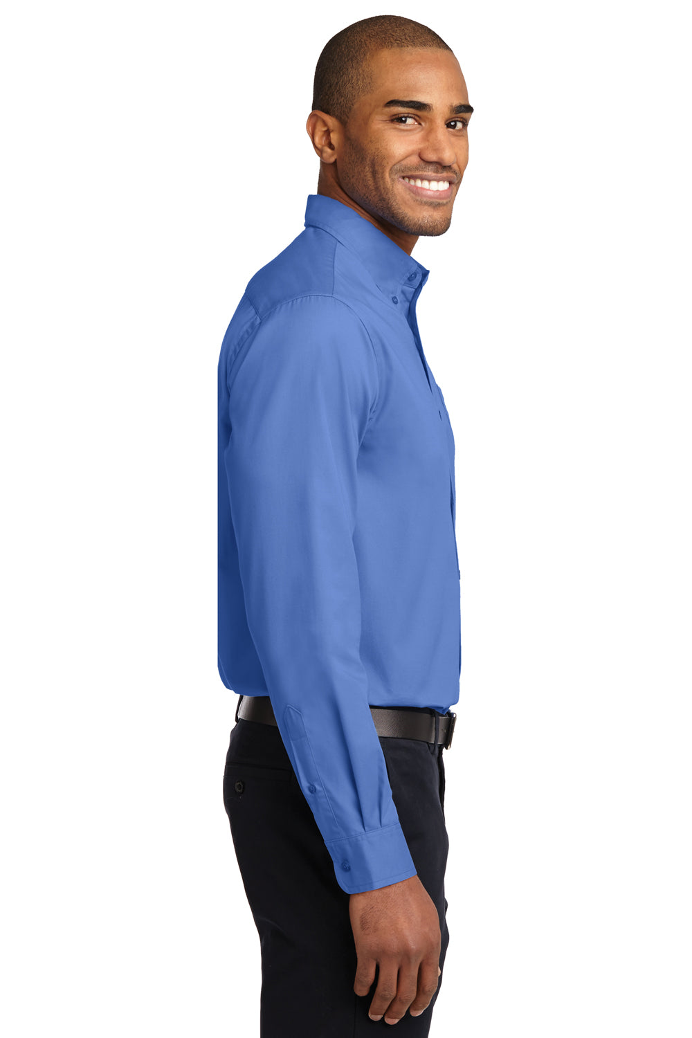 Port Authority S608/TLS608/S608ES Mens Easy Care Wrinkle Resistant Long Sleeve Button Down Shirt w/ Pocket Ultramarine Blue Side