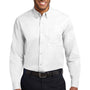 Port Authority Mens Easy Care Wrinkle Resistant Long Sleeve Button Down Shirt w/ Pocket - White