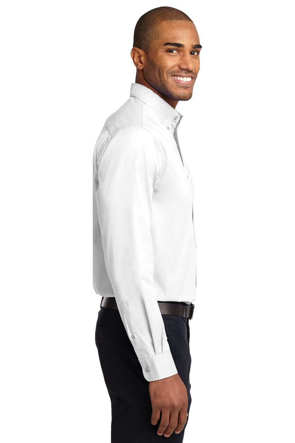 Port Authority S608/TLS608/S608ES Mens Easy Care Wrinkle Resistant Long Sleeve Button Down Shirt w/ Pocket White Side