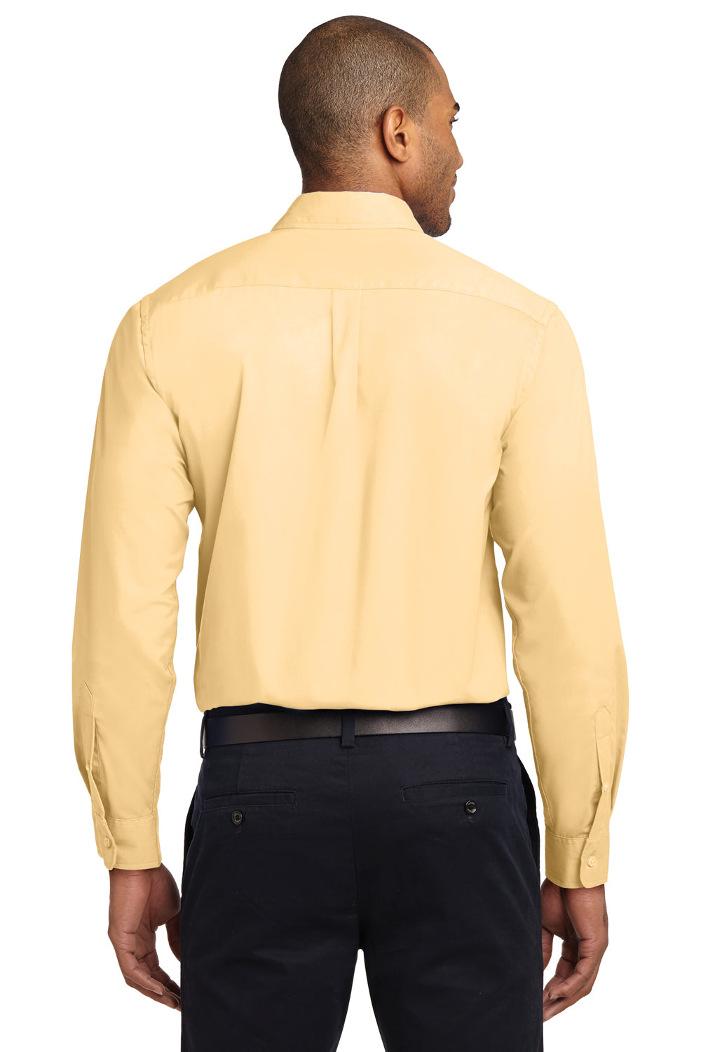 Port Authority S608/TLS608/S608ES Mens Easy Care Wrinkle Resistant Long Sleeve Button Down Shirt w/ Pocket Yellow Back