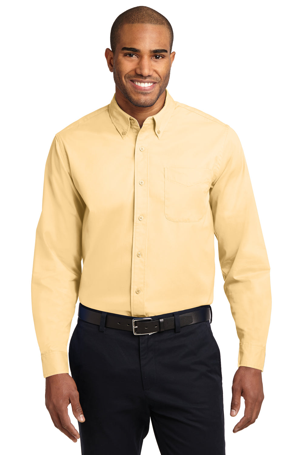 Port Authority S608/TLS608/S608ES Mens Easy Care Wrinkle Resistant Long Sleeve Button Down Shirt w/ Pocket Yellow Front