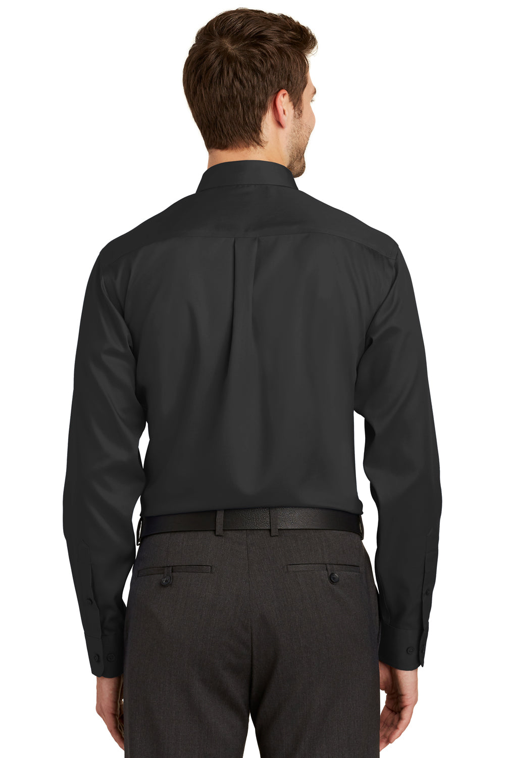 Port Authority S638 Mens Wrinkle Resistant Long Sleeve Button Down Shirt w/ Pocket Black Back