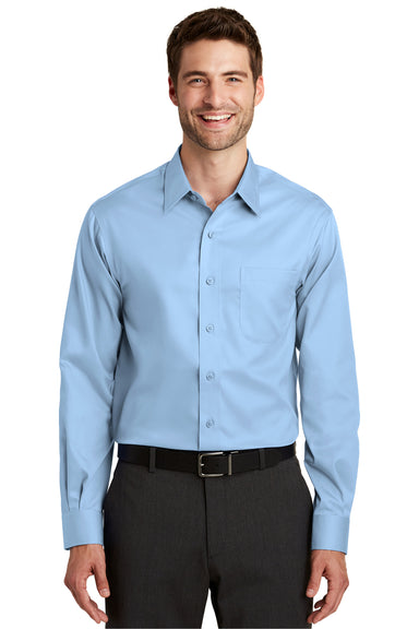 Port Authority S638 Mens Wrinkle Resistant Long Sleeve Button Down Shirt w/ Pocket Sky Blue Front