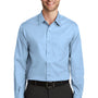 Port Authority Mens Wrinkle Resistant Long Sleeve Button Down Shirt w/ Pocket - Sky Blue - Closeout