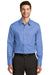 Port Authority S638 Mens Wrinkle Resistant Long Sleeve Button Down Shirt w/ Pocket Ultramarine Blue Front