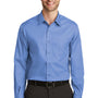Port Authority Mens Wrinkle Resistant Long Sleeve Button Down Shirt w/ Pocket - Ultramarine Blue - Closeout