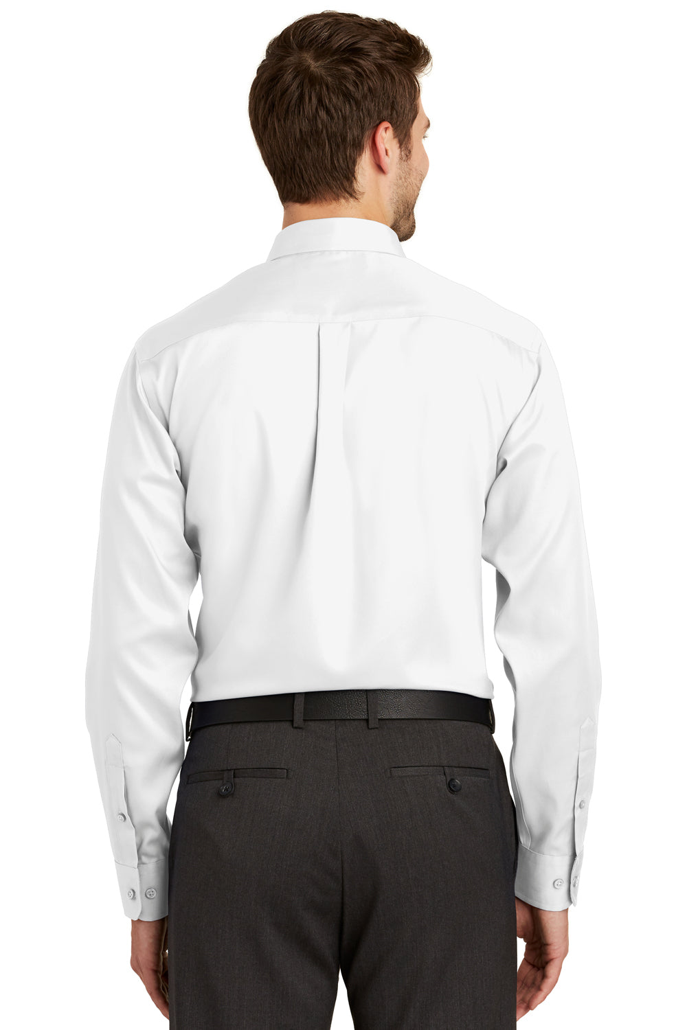 Port Authority S638 Mens Wrinkle Resistant Long Sleeve Button Down Shirt w/ Pocket White Back