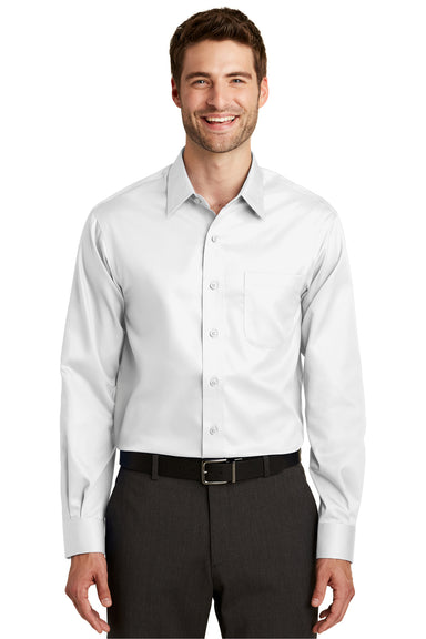 Port Authority S638 Mens Wrinkle Resistant Long Sleeve Button Down Shirt w/ Pocket White Front