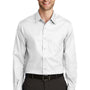 Port Authority Mens Wrinkle Resistant Long Sleeve Button Down Shirt w/ Pocket - White - Closeout