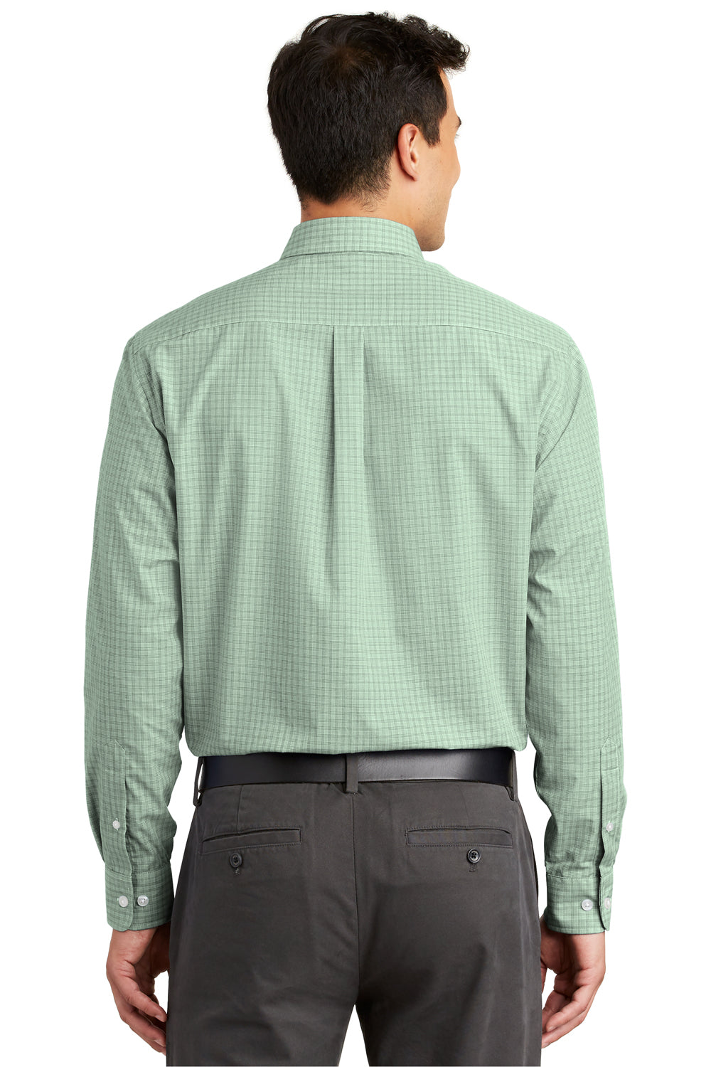 Port Authority S639 Mens Easy Care Wrinkle Resistant Long Sleeve Button Down Shirt w/ Pocket Green Back