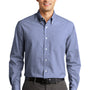 Port Authority Mens Easy Care Wrinkle Resistant Long Sleeve Button Down Shirt w/ Pocket - Navy Blue