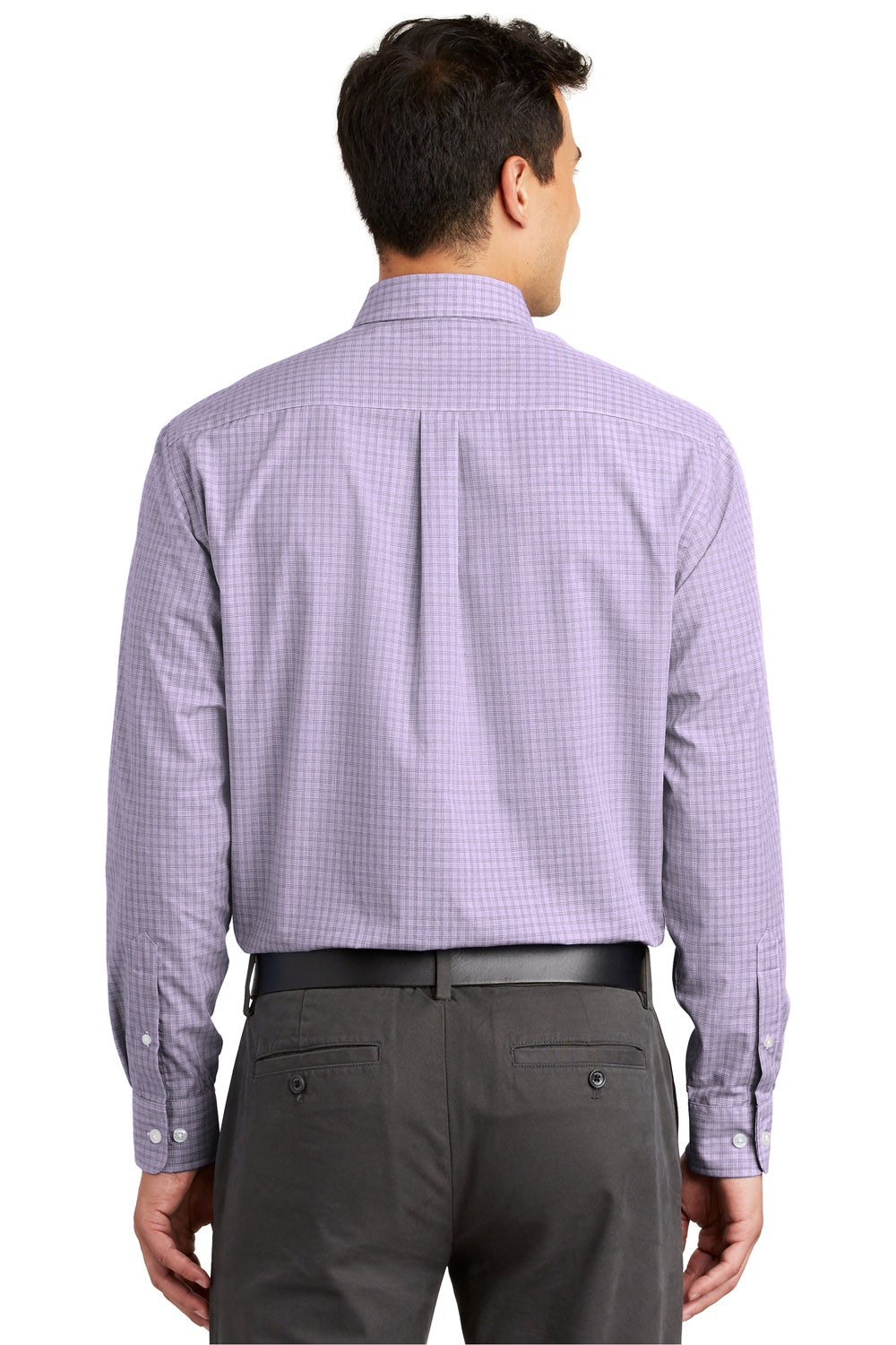 Port Authority S639 Mens Easy Care Wrinkle Resistant Long Sleeve Button Down Shirt w/ Pocket Purple Back