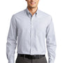 Port Authority Mens Easy Care Wrinkle Resistant Long Sleeve Button Down Shirt w/ Pocket - White