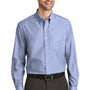 Port Authority Mens Easy Care Wrinkle Resistant Long Sleeve Button Down Shirt w/ Pocket - Chambray Blue