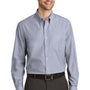Port Authority Mens Easy Care Wrinkle Resistant Long Sleeve Button Down Shirt w/ Pocket - Navy Blue Frost