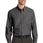 Port Authority Mens Easy Care Wrinkle Resistant Long Sleeve Button Down Shirt w/ Pocket - Soft Black