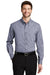 Port Authority S642 Mens Easy Care Wrinkle Resistant Long Sleeve Button Down Shirt w/ Pocket Grey/White Front