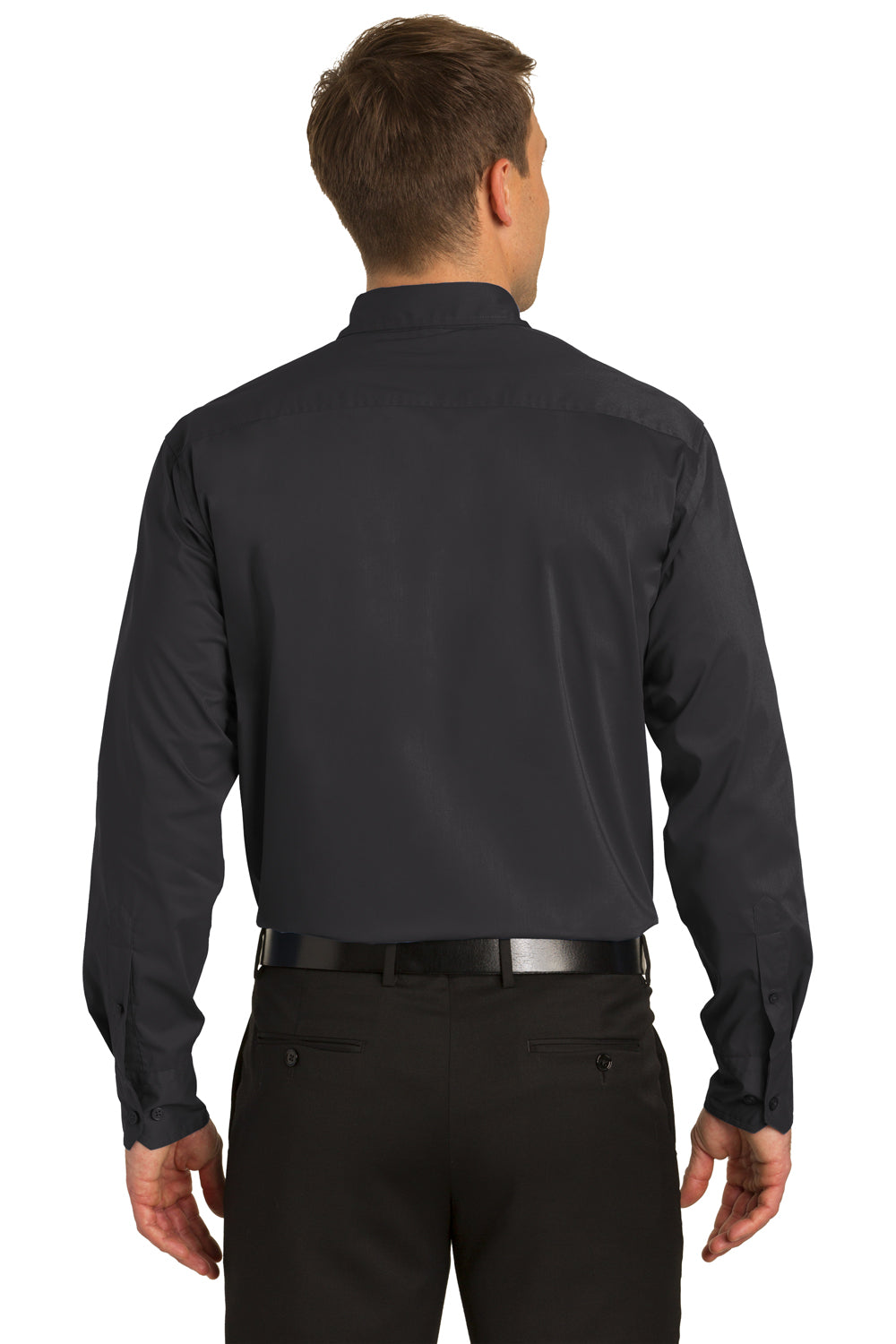 Port Authority S646 Mens Long Sleeve Button Down Shirt Smoke Grey Back