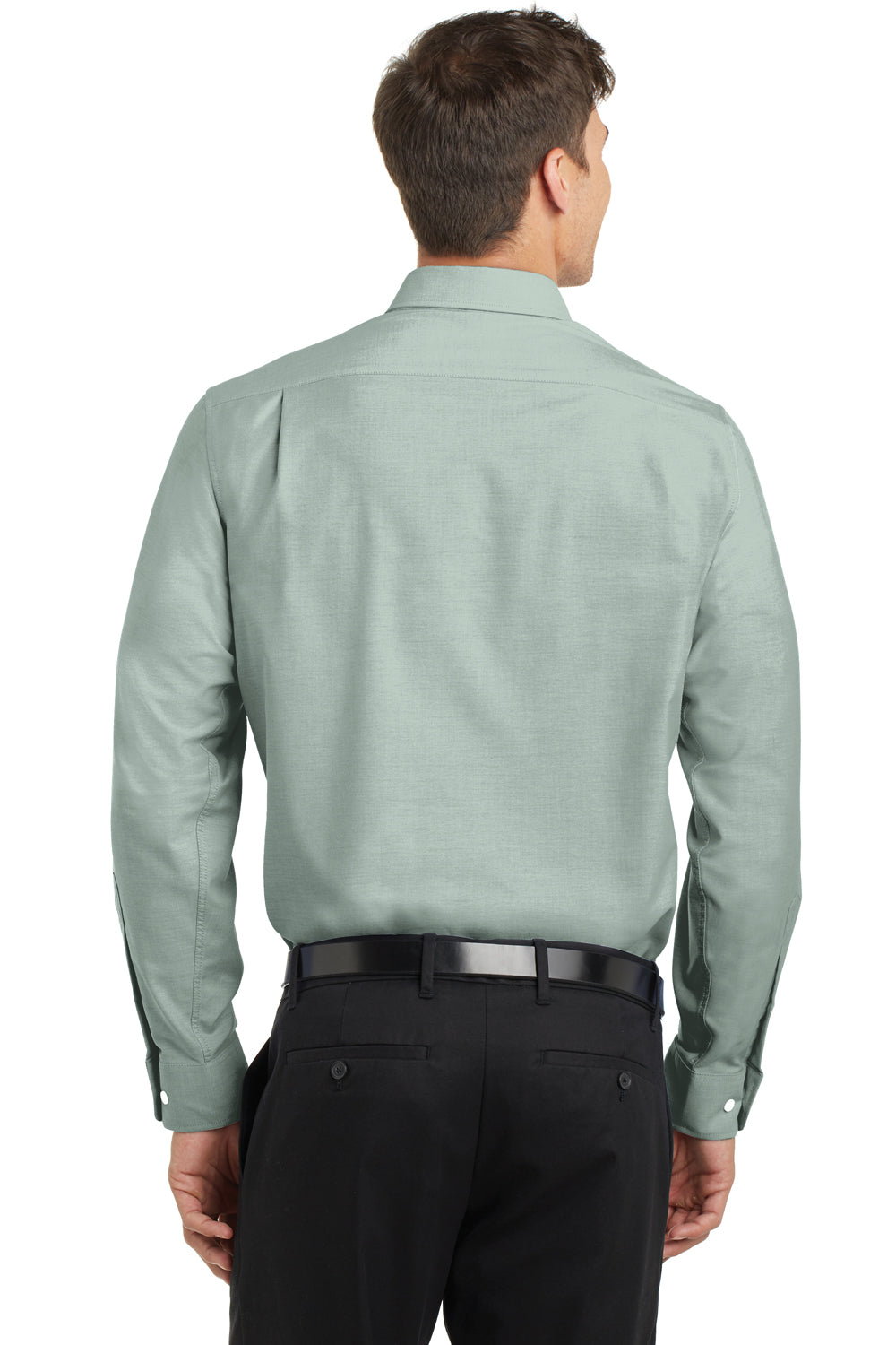 Port Authority S658 Mens SuperPro Oxford Wrinkle Resistant Long Sleeve Button Down Shirt w/ Pocket Green Back