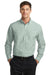 Port Authority S658 Mens SuperPro Oxford Wrinkle Resistant Long Sleeve Button Down Shirt w/ Pocket Green Front