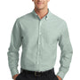 Port Authority Mens SuperPro Oxford Wrinkle Resistant Long Sleeve Button Down Shirt w/ Pocket - Green