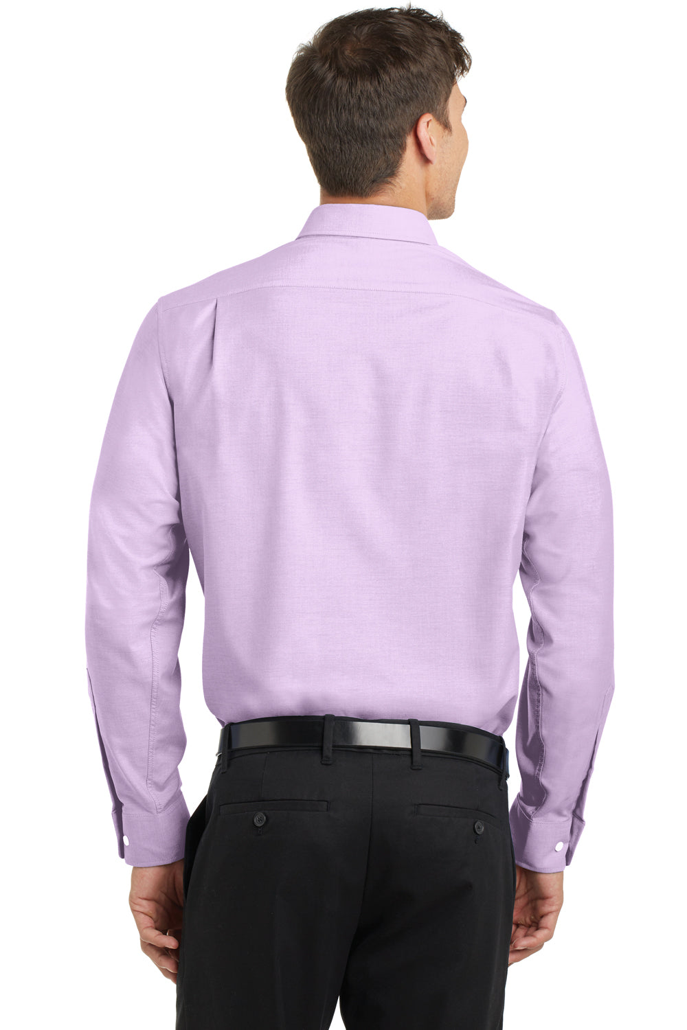Port Authority S658 Mens SuperPro Oxford Wrinkle Resistant Long Sleeve Button Down Shirt w/ Pocket Purple Back