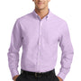 Port Authority Mens SuperPro Oxford Wrinkle Resistant Long Sleeve Button Down Shirt w/ Pocket - Soft Purple