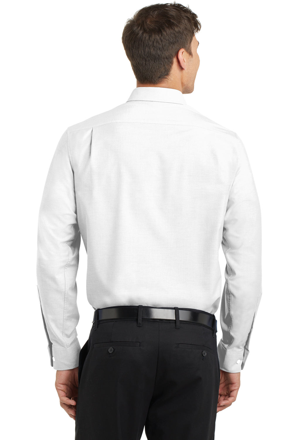 Port Authority S658 Mens SuperPro Oxford Wrinkle Resistant Long Sleeve Button Down Shirt w/ Pocket White Back