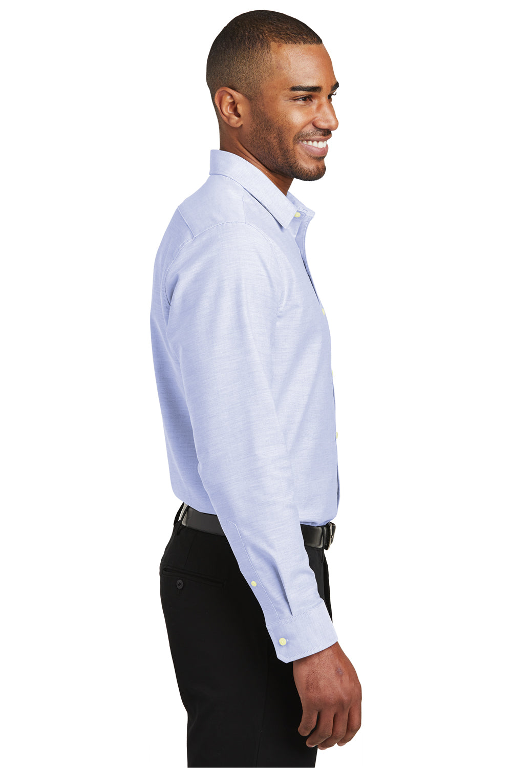 Port Authority S661 Mens SuperPro Oxford Wrinkle Resistant Long Sleeve Button Down Shirt Oxford Blue Side