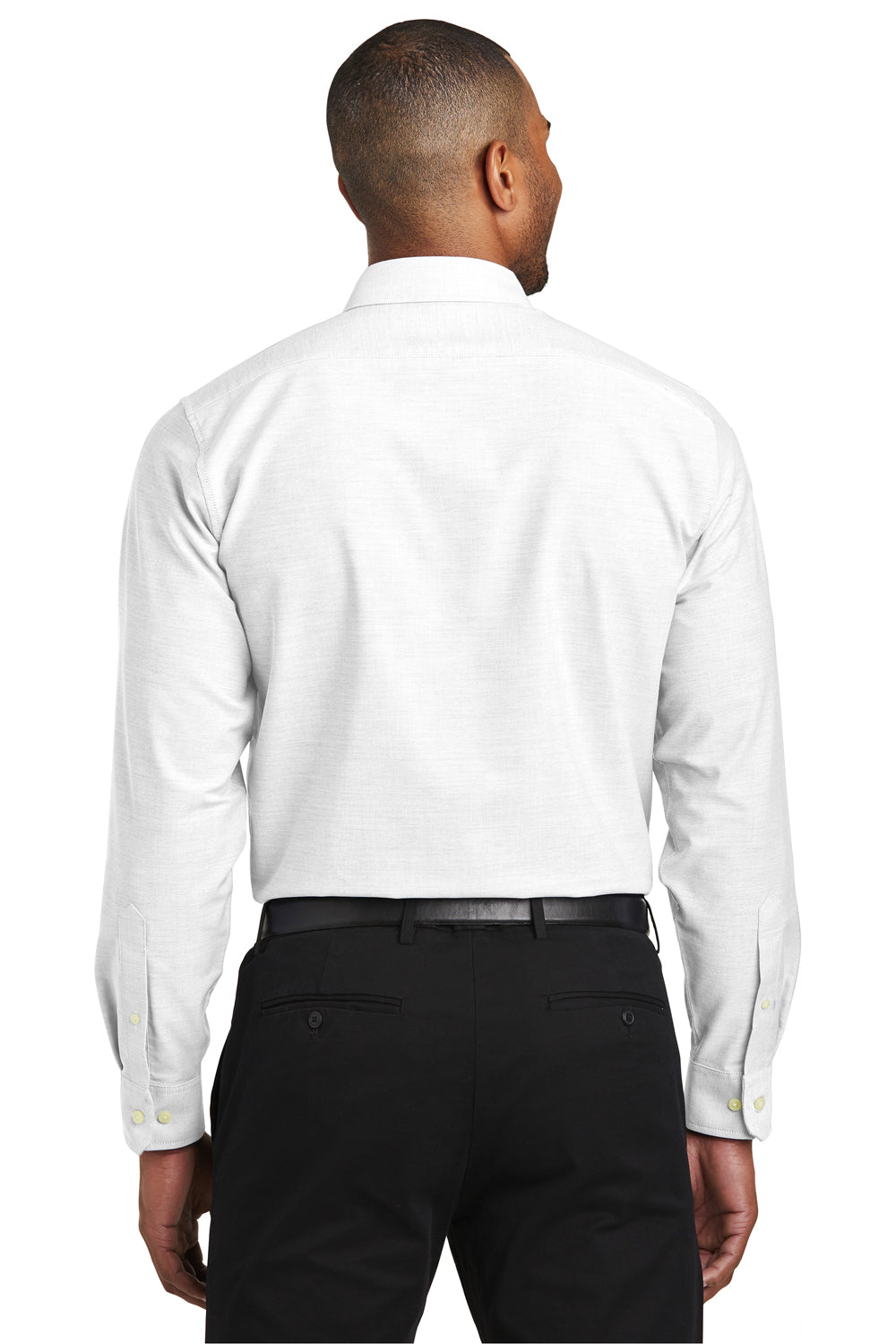 Port Authority S661 Mens SuperPro Oxford Wrinkle Resistant Long Sleeve Button Down Shirt White Back