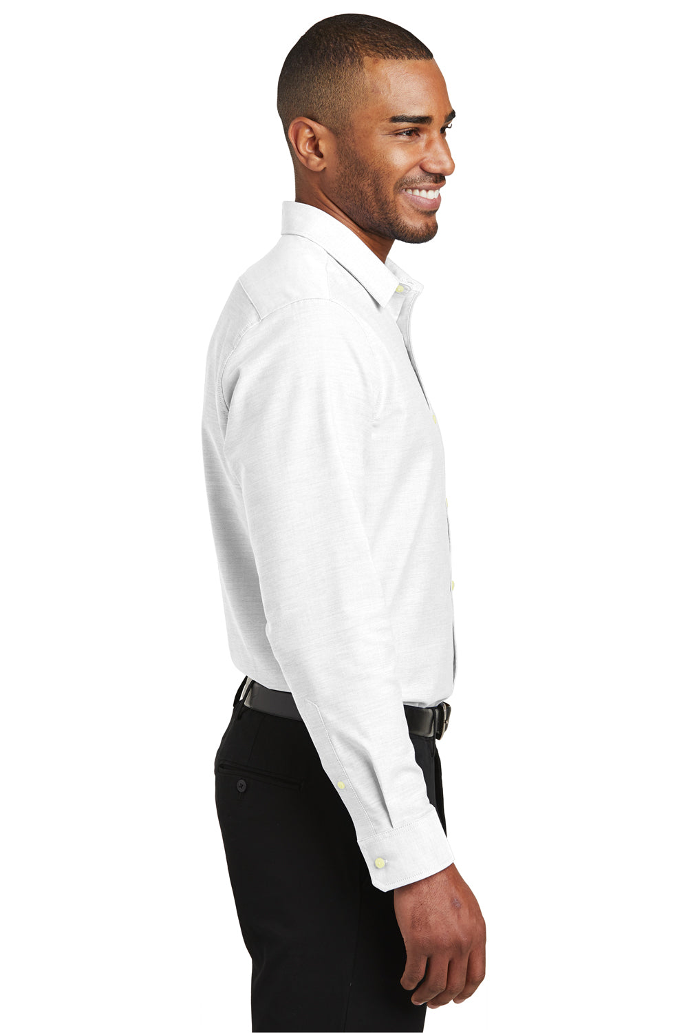 Port Authority S661 Mens SuperPro Oxford Wrinkle Resistant Long Sleeve Button Down Shirt White Side
