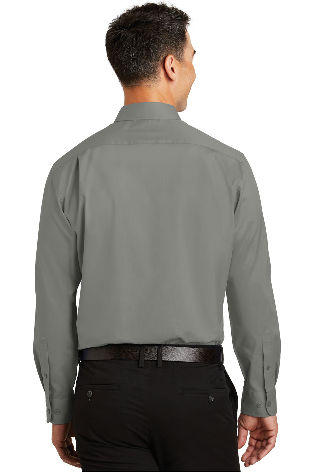 Port Authority S663 Mens SuperPro Wrinkle Resistant Long Sleeve Button Down Shirt w/ Pocket Monument Grey Back
