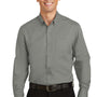 Port Authority Mens SuperPro Wrinkle Resistant Long Sleeve Button Down Shirt w/ Pocket - Monument Grey