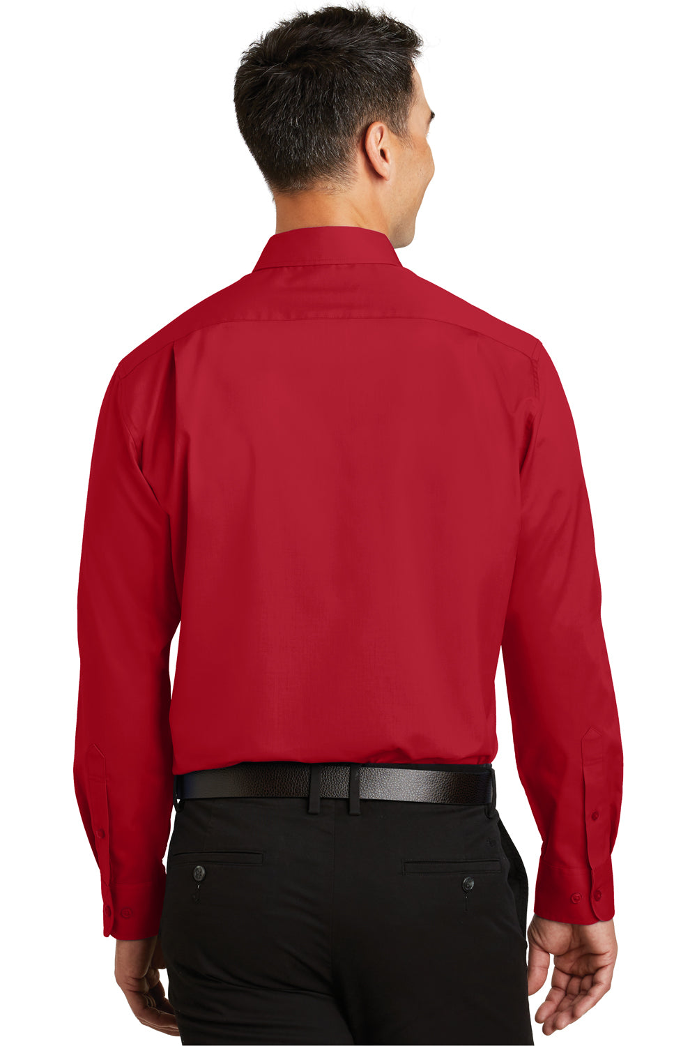Port Authority S663 Mens SuperPro Wrinkle Resistant Long Sleeve Button Down Shirt w/ Pocket Red Back