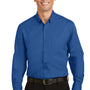 Port Authority Mens SuperPro Wrinkle Resistant Long Sleeve Button Down Shirt w/ Pocket - True Blue