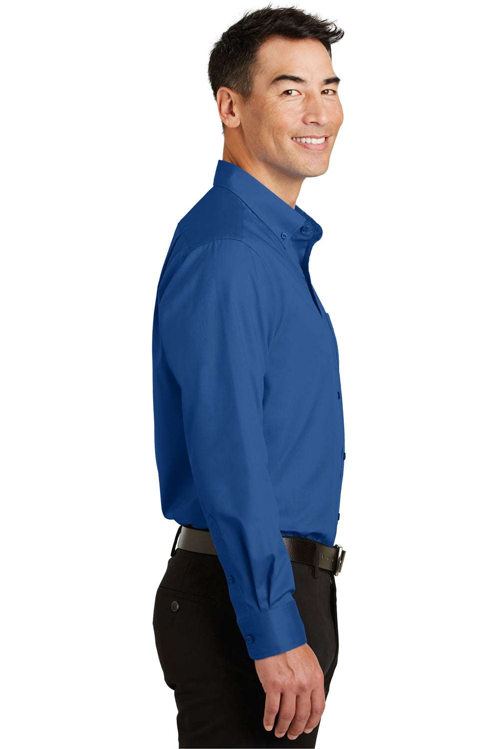Port Authority S663 Mens SuperPro Wrinkle Resistant Long Sleeve Button Down Shirt w/ Pocket Royal Blue Side