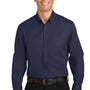 Port Authority Mens SuperPro Wrinkle Resistant Long Sleeve Button Down Shirt w/ Pocket - True Navy Blue