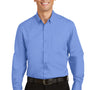 Port Authority Mens SuperPro Wrinkle Resistant Long Sleeve Button Down Shirt w/ Pocket - Ultramarine Blue