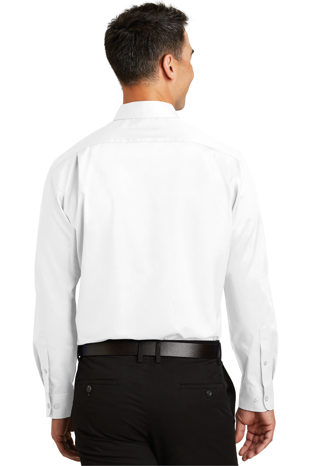 Port Authority S663 Mens SuperPro Wrinkle Resistant Long Sleeve Button Down Shirt w/ Pocket White Back