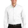 Port Authority Mens SuperPro Wrinkle Resistant Long Sleeve Button Down Shirt w/ Pocket - White