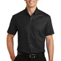 Port Authority Mens SuperPro Wrinkle Resistant Short Sleeve Button Down Shirt w/ Pocket - Black