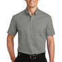 Port Authority Mens SuperPro Wrinkle Resistant Short Sleeve Button Down Shirt w/ Pocket - Monument Grey