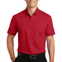 Port Authority Mens SuperPro Wrinkle Resistant Short Sleeve Button Down Shirt w/ Pocket - Rich Red - Closeout