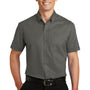 Port Authority Mens SuperPro Wrinkle Resistant Short Sleeve Button Down Shirt w/ Pocket - Sterling Grey
