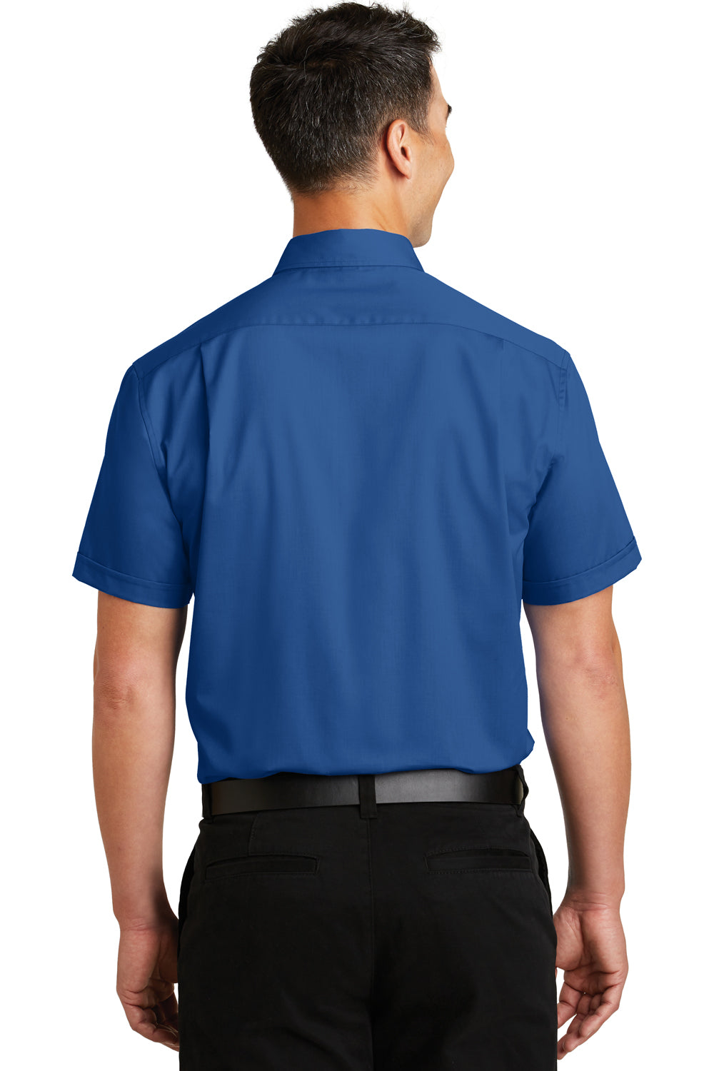Port Authority S664 Mens SuperPro Wrinkle Resistant Short Sleeve Button Down Shirt w/ Pocket Royal Blue Back