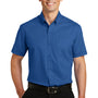 Port Authority Mens SuperPro Wrinkle Resistant Short Sleeve Button Down Shirt w/ Pocket - True Blue