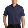 Port Authority Mens SuperPro Wrinkle Resistant Short Sleeve Button Down Shirt w/ Pocket - True Navy Blue
