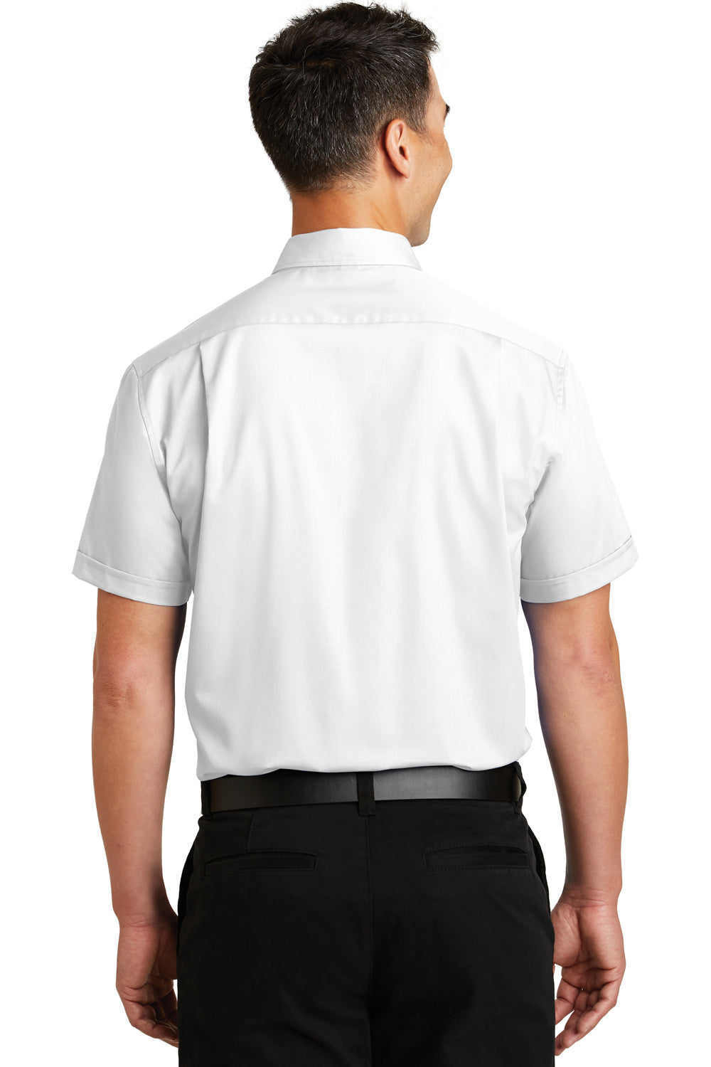 Port Authority S664 Mens SuperPro Wrinkle Resistant Short Sleeve Button Down Shirt w/ Pocket White Back