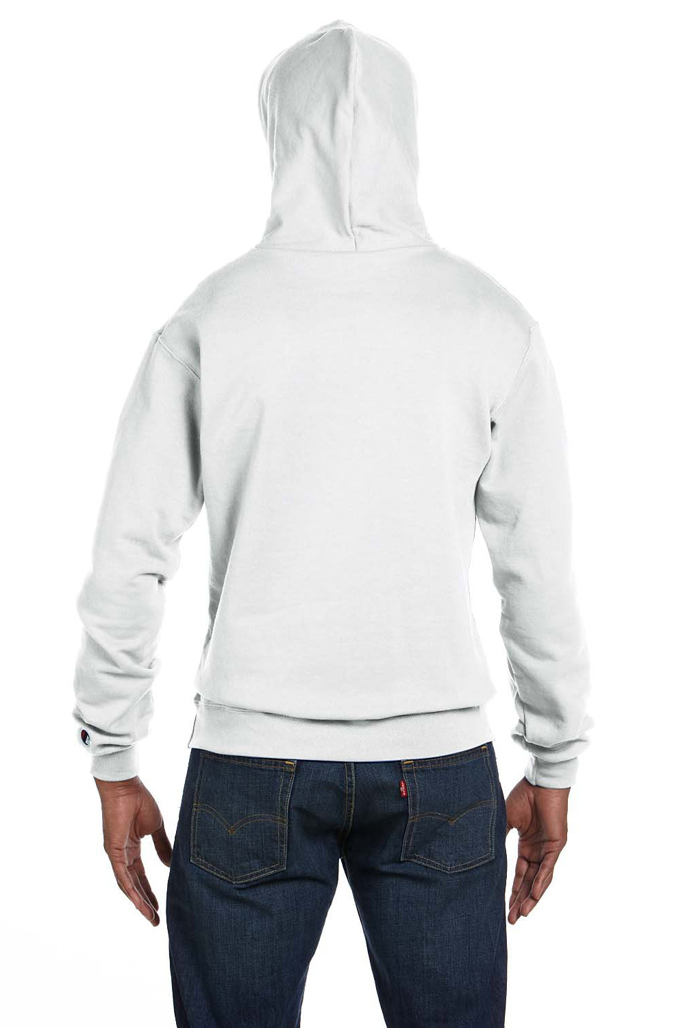 Champion S700 Mens Double Dry Eco Moisture Wicking Fleece Hooded Sweatshirt Hoodie White Back